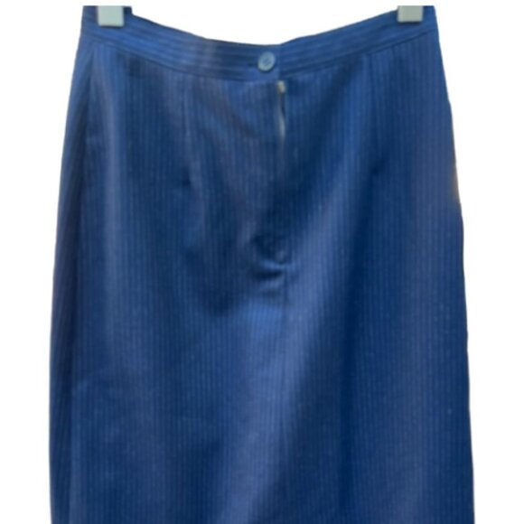 Peabody House NWT Women's Vintage Navy Blue Pinstripe Suit Skirt Set Size 11/12 - Picture 13 of 16